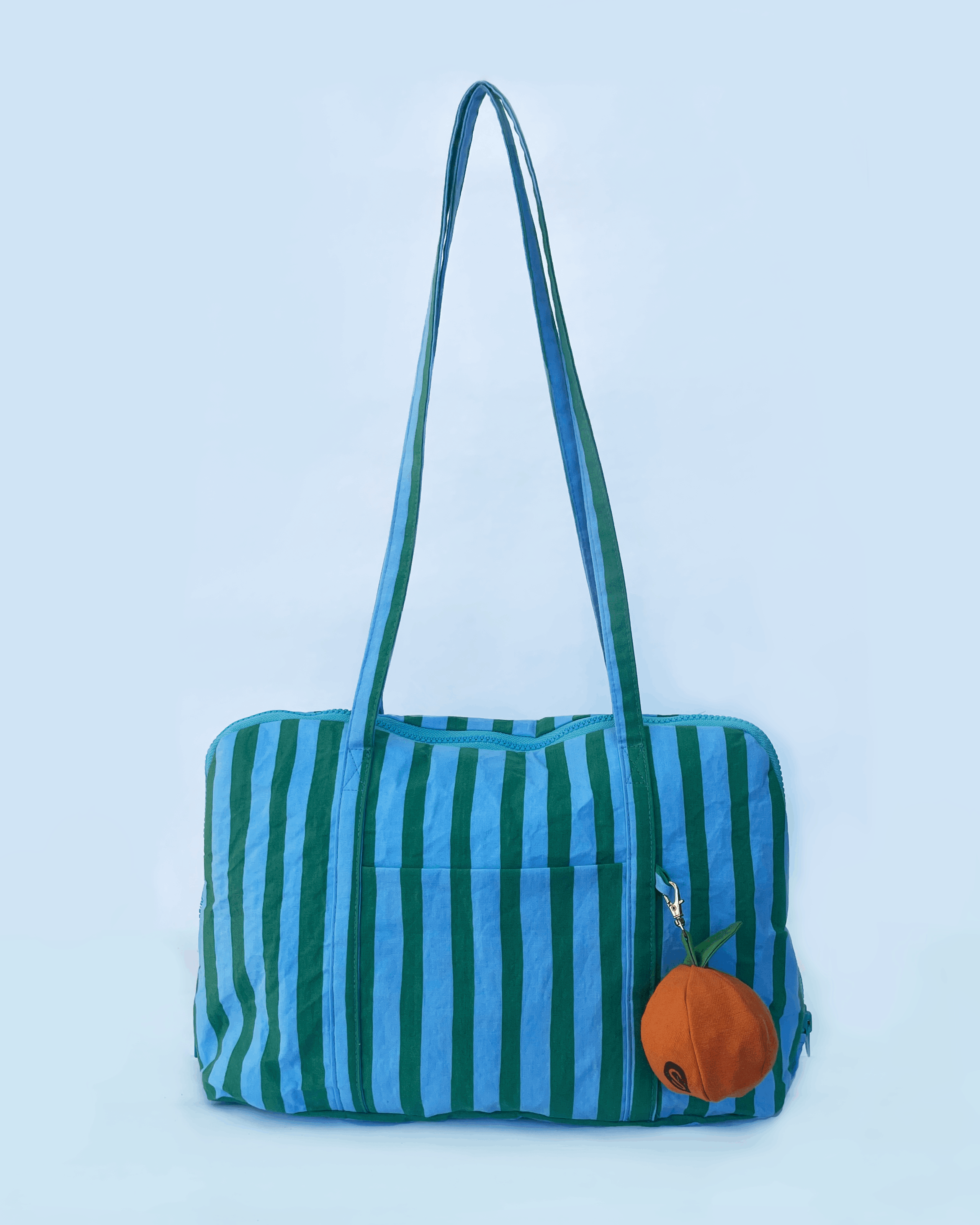 Blue & Green Striped Bowler Purse